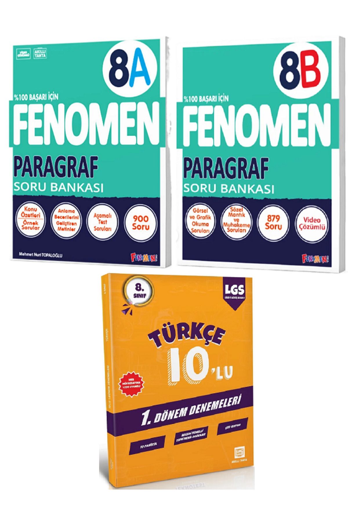 Efsane Yayınları 8.Sınıf Fenomen 8A Paragraf + 8B Paragraf Soru Bankası / 10'Lu Türkçe Deneme HEDİYE - 3 KİTAP