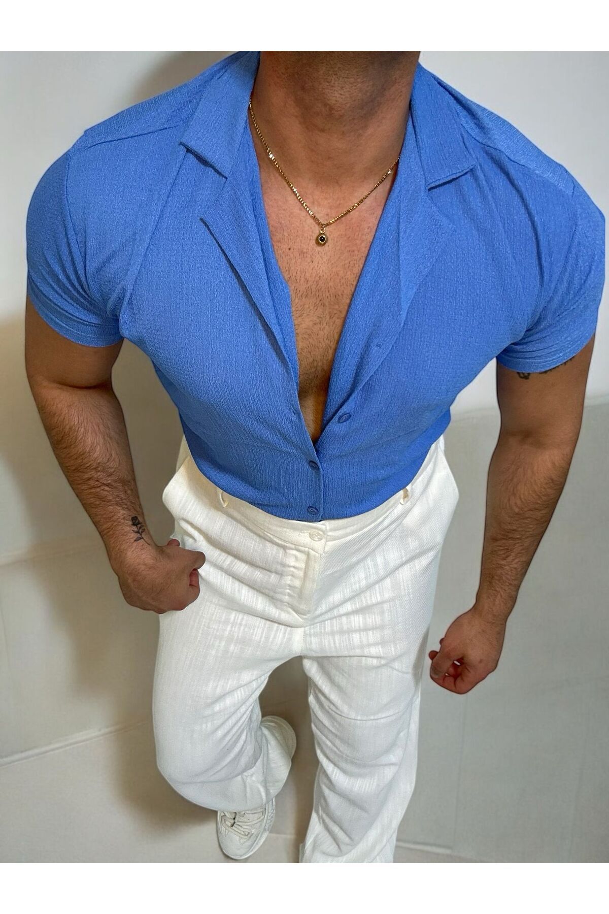 Butik Kısa Kol İtalyan Kesim Slimfit Gömlek