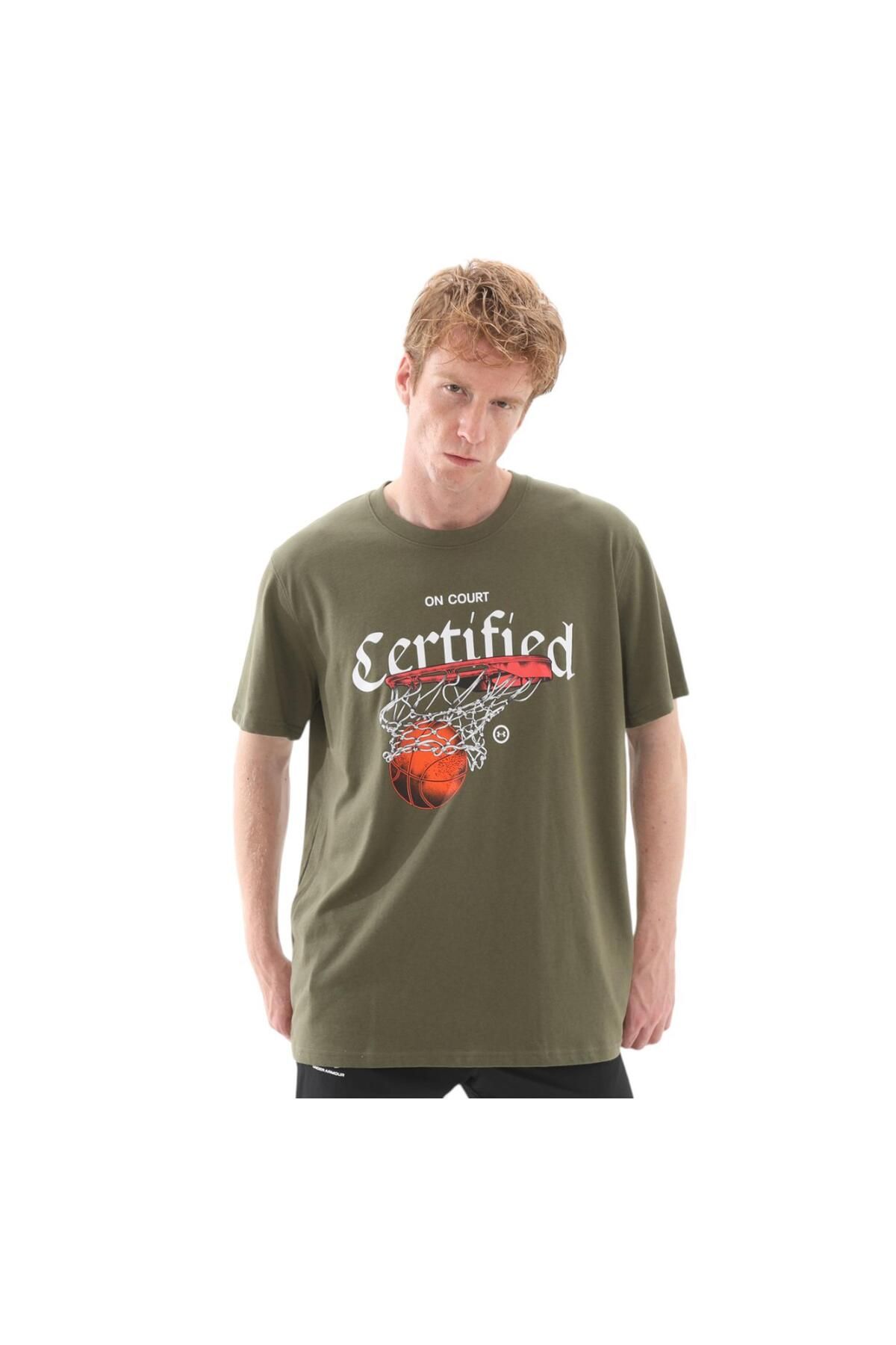 Under Armour A1387376-390-390 Under Armour Ua M Hw Hoops Certıfıed Ss Erkek T-Shirt Yeşil