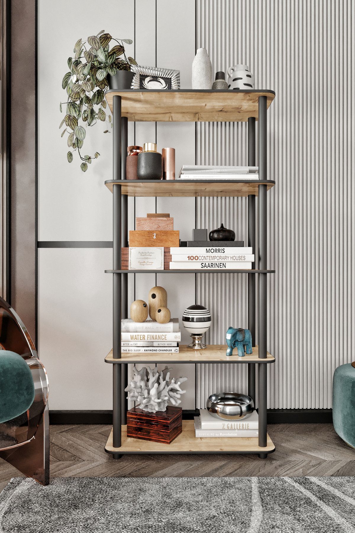 RC HOME Kitaplık 5 Katlı Çok Amaçlı