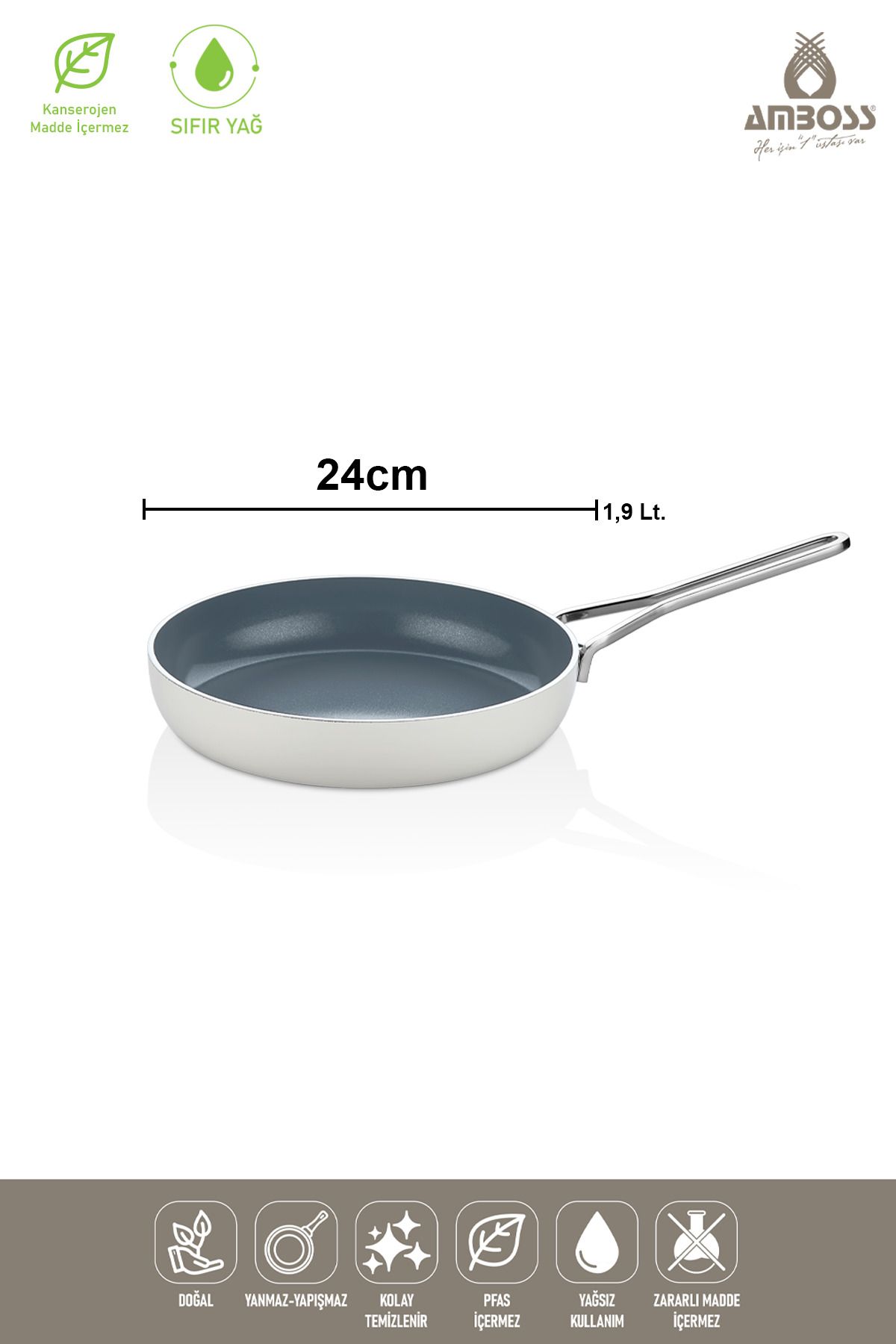 Amboss-Sera Nova Fireproof Non-Stick Ceramic Pan 24 cm – White 6