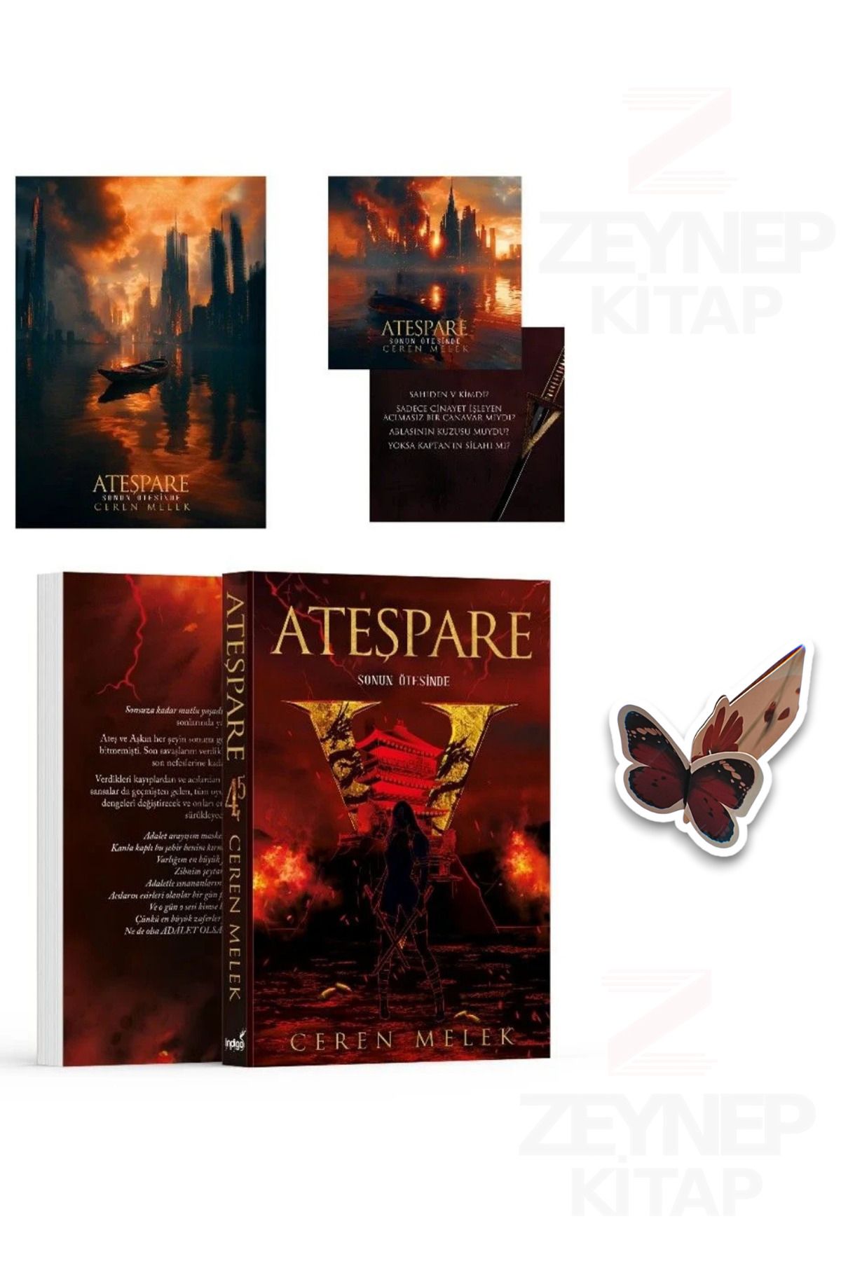 İndigo Kitap Ateşpare 4.5(KARTONKAPAK)Özel Tasarım Hareketli Kelebek Ayraç Hediye