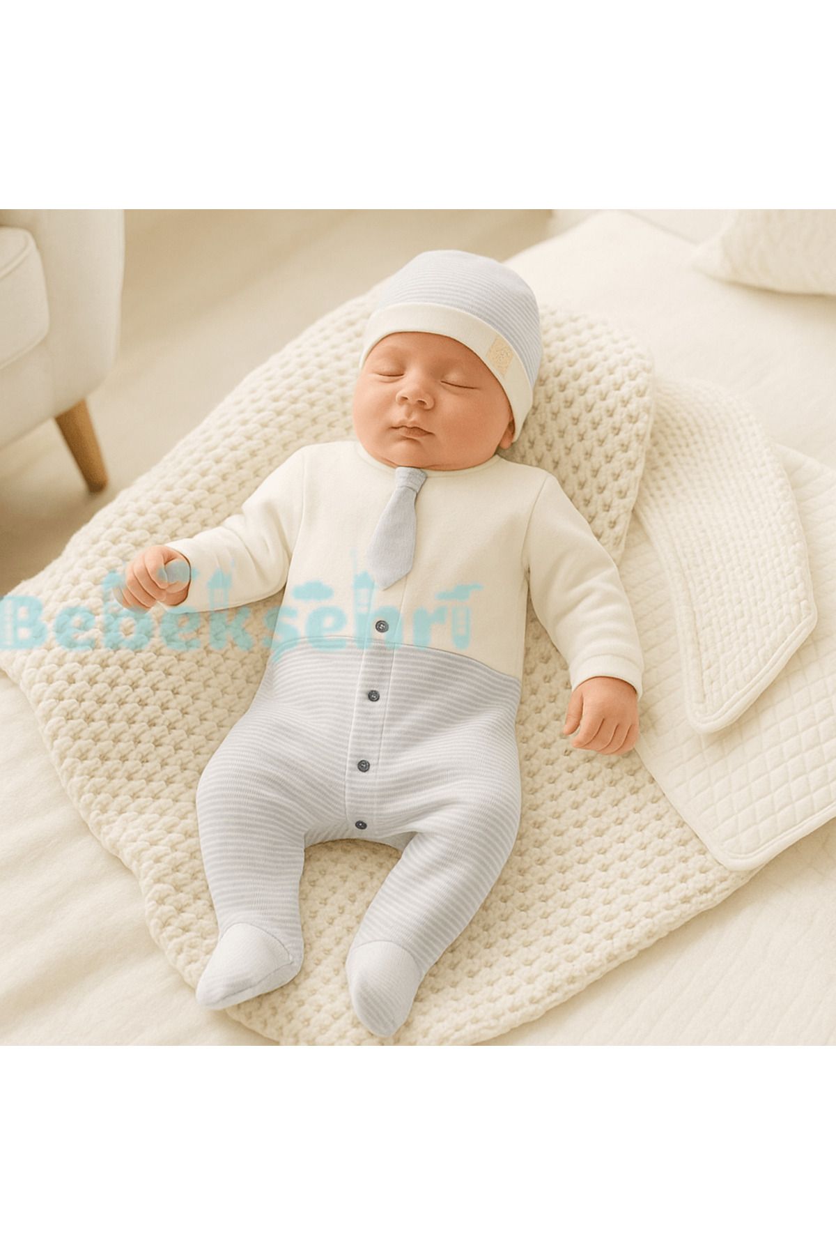 Evokids Kravatlı Tulumlu 3lü Yenidoğan Hastane Çıkışı Seti