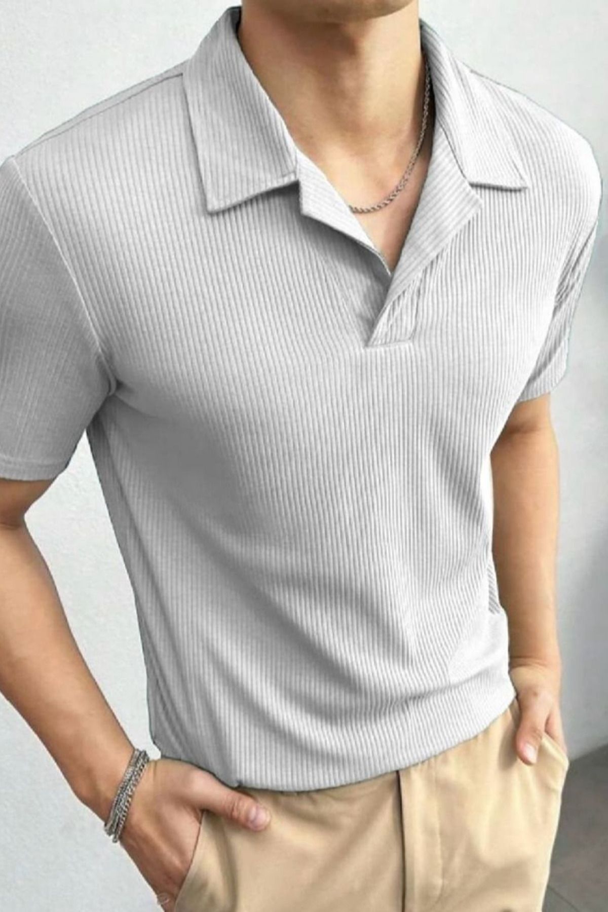 GBRO Fitilli Ottoman Premium Kumaş Polo Yaka Unisex T-Shirt