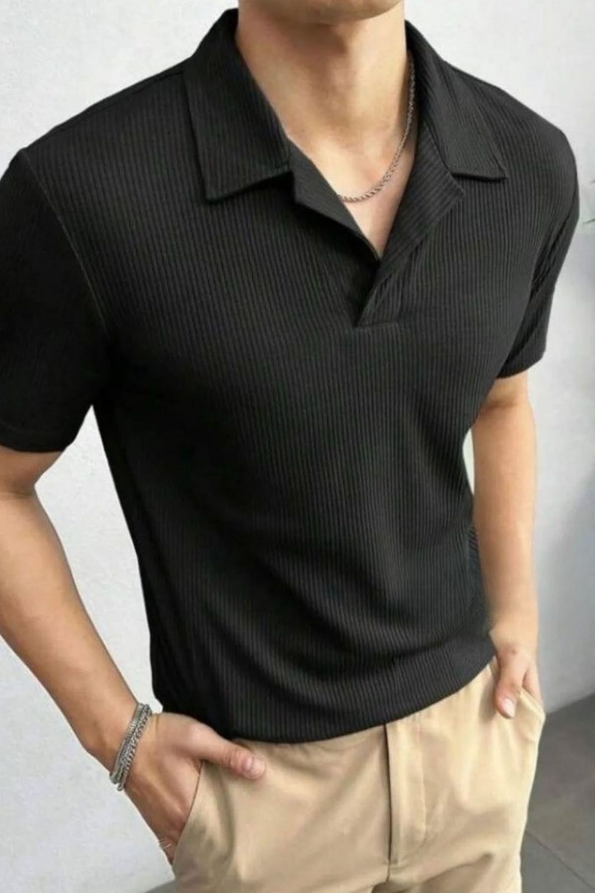 GBRO Fitilli Ottoman Premium Kumaş Polo Yaka Unisex T-Shirt