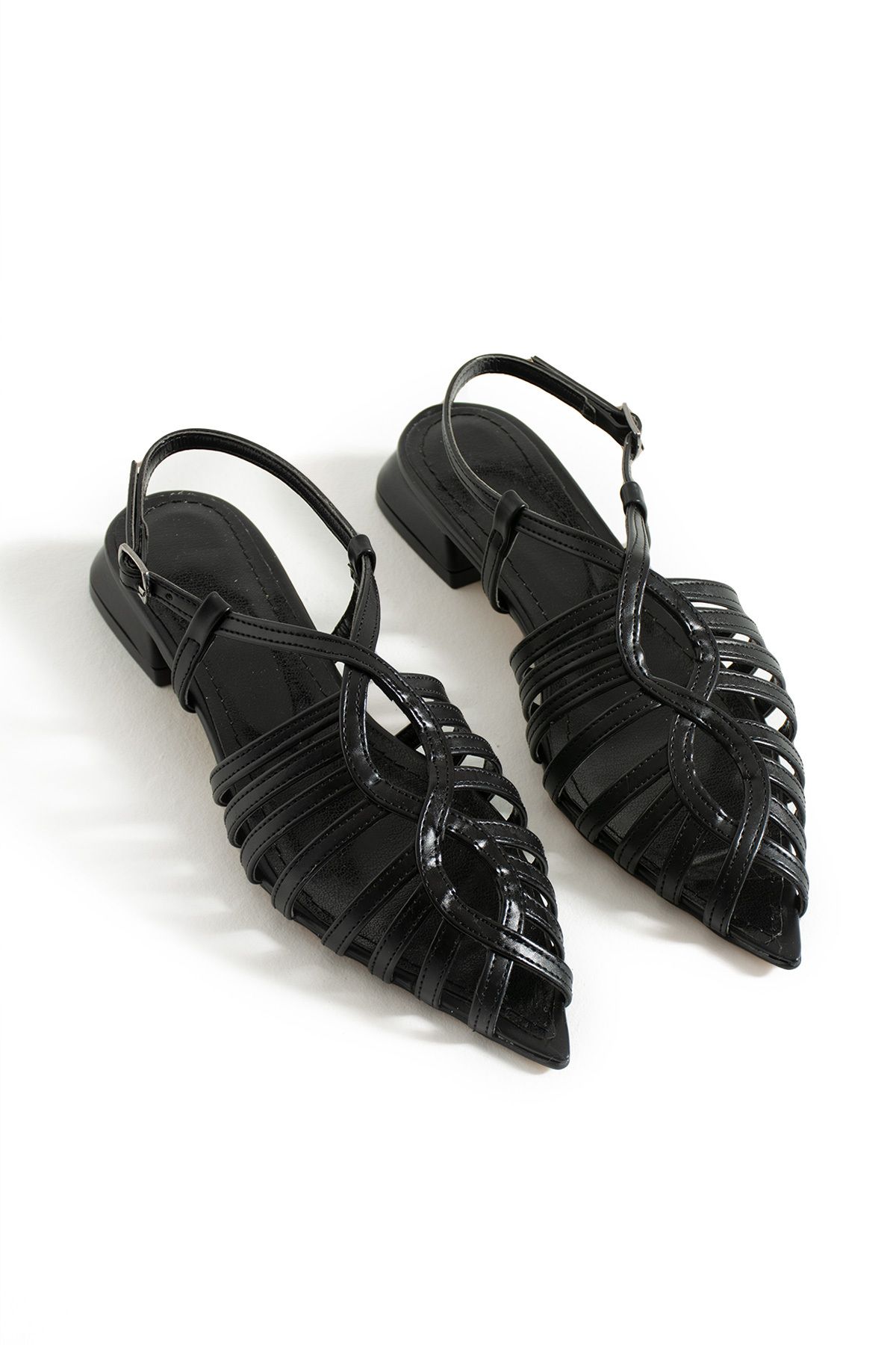 DUXAL SHOES Florence Kafes Detaylı Topuklu Sandalet - Bilekten Tokalı Rahat Günlük Ayakkabı - Babet