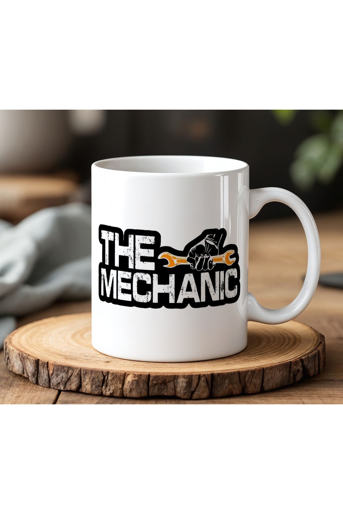 BB TRADE The Mechanic Tasarımlı Beyaz Seramik Baskılı Kupa Bardak 330ml