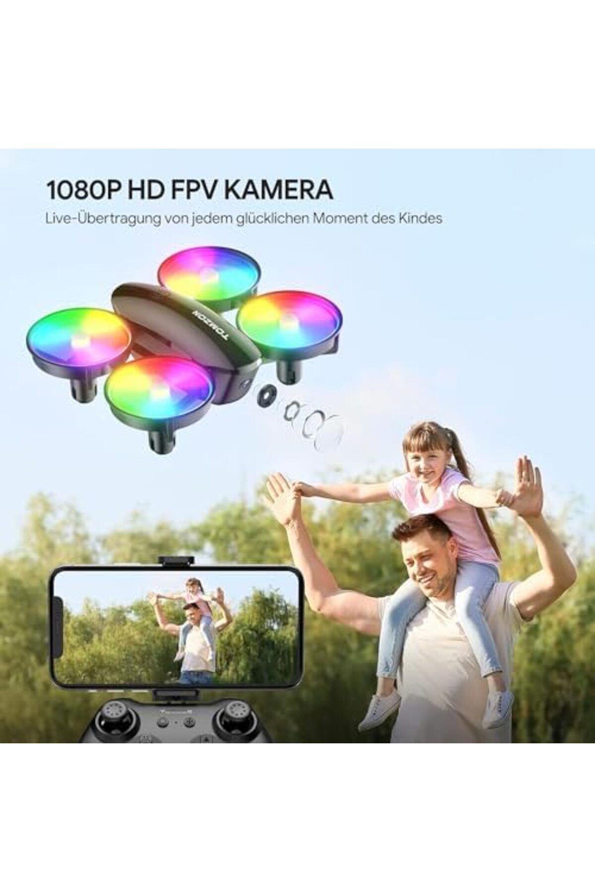 HD-Mini Drone with 1080P HD Camera for Kids Beginners, TOMZON RC Quadcopter with Colorful LEDs, t 2
