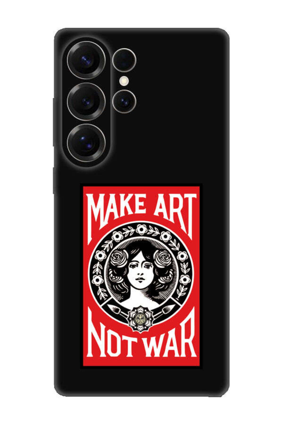 frondcase Samsung S25 Ultra Make Art Not War Siyah Telefon Kılıfı