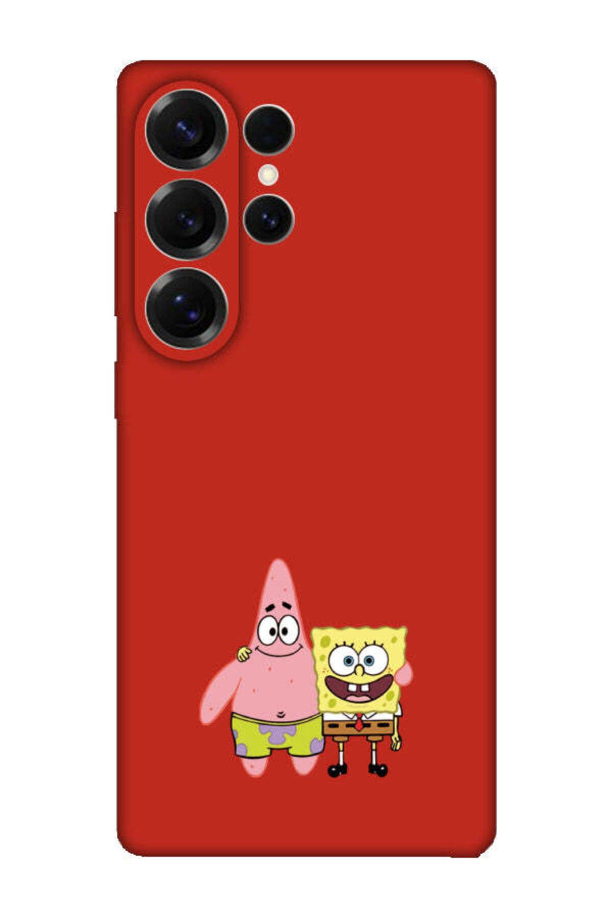 frondcase Samsung S25 Ultra Sünger Bob Ve Patrickstar Kırmızı Telefon Kılıfı