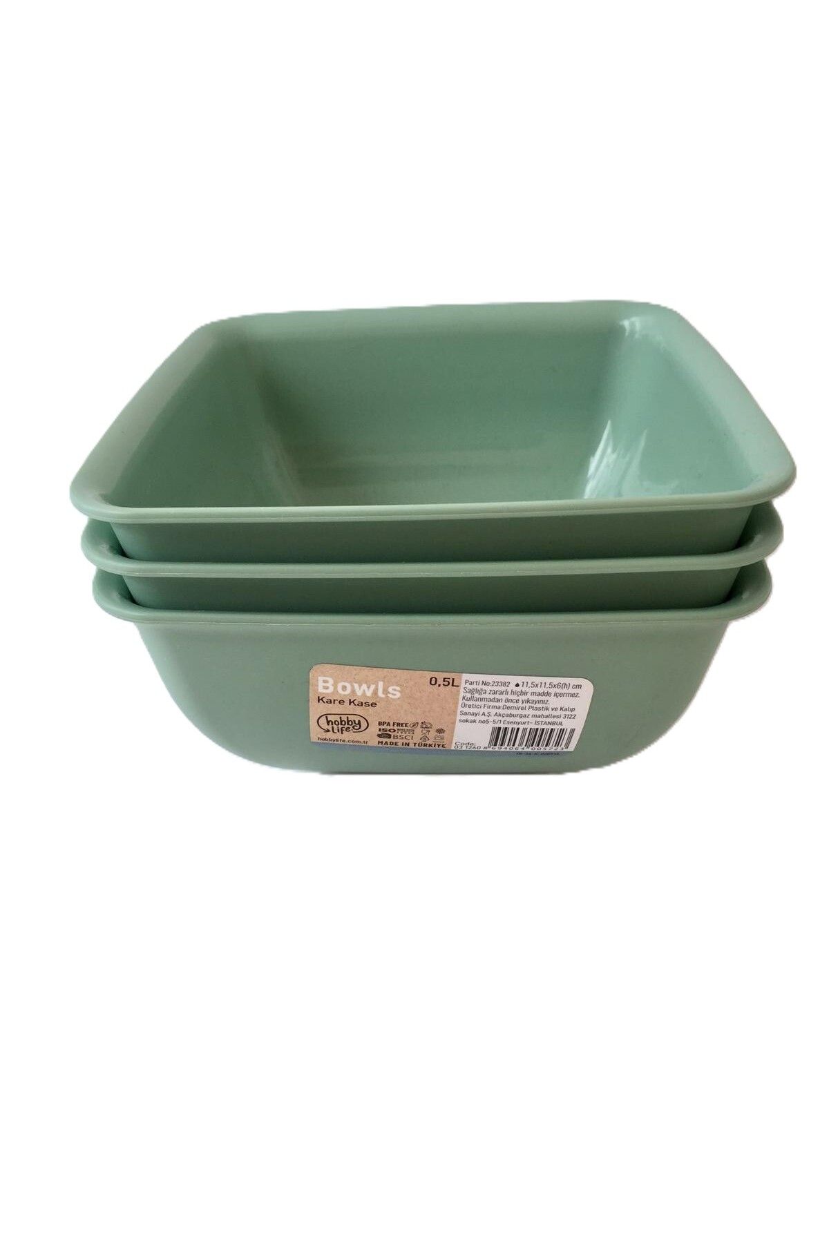 HOBBY LİFE 3 Adet Plastik Çorba Kasesi / Yeşil-500 ml-BPA Free