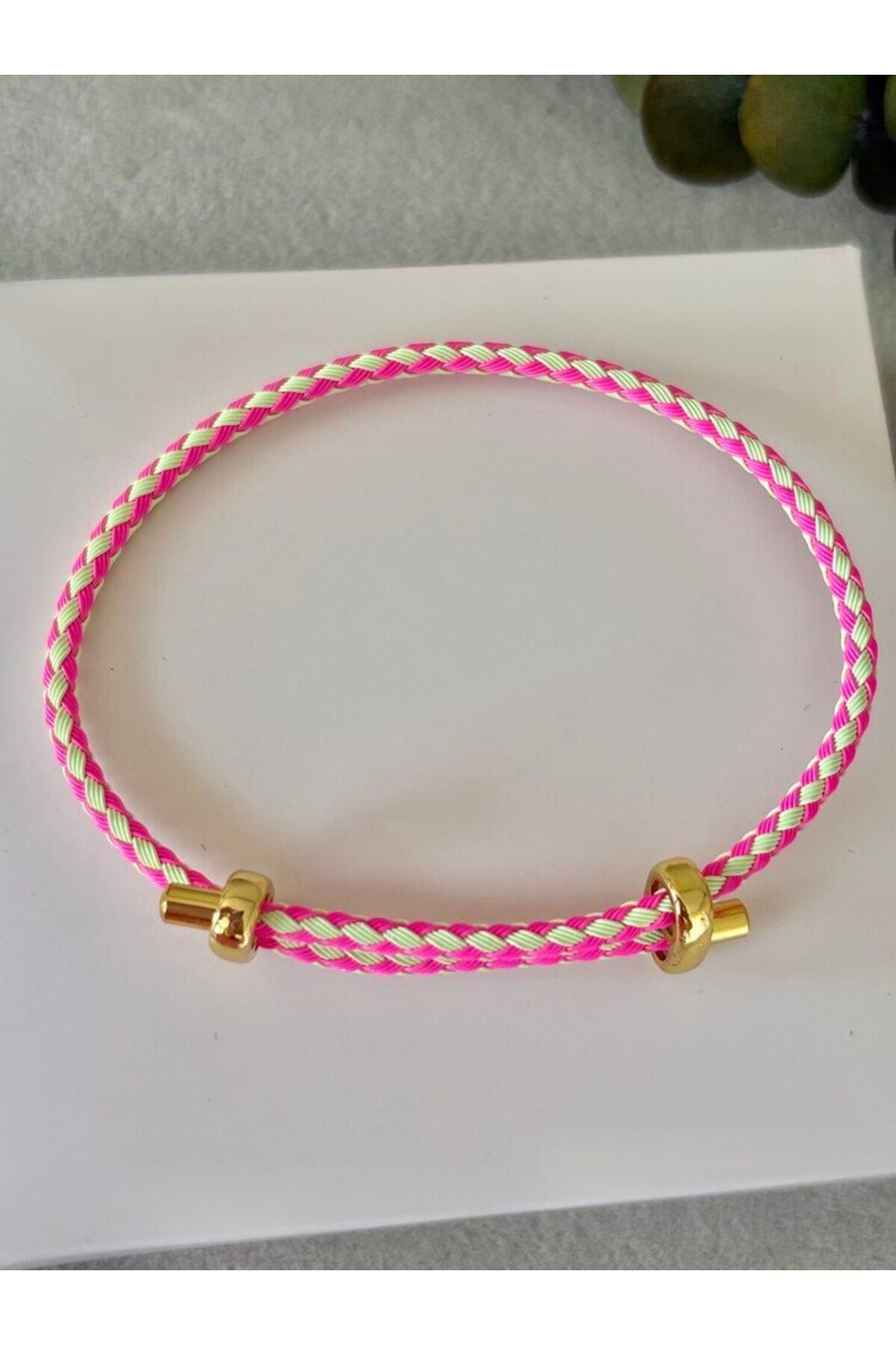 arya luxe Çelik örme bileklik neon sarı fuşya renk