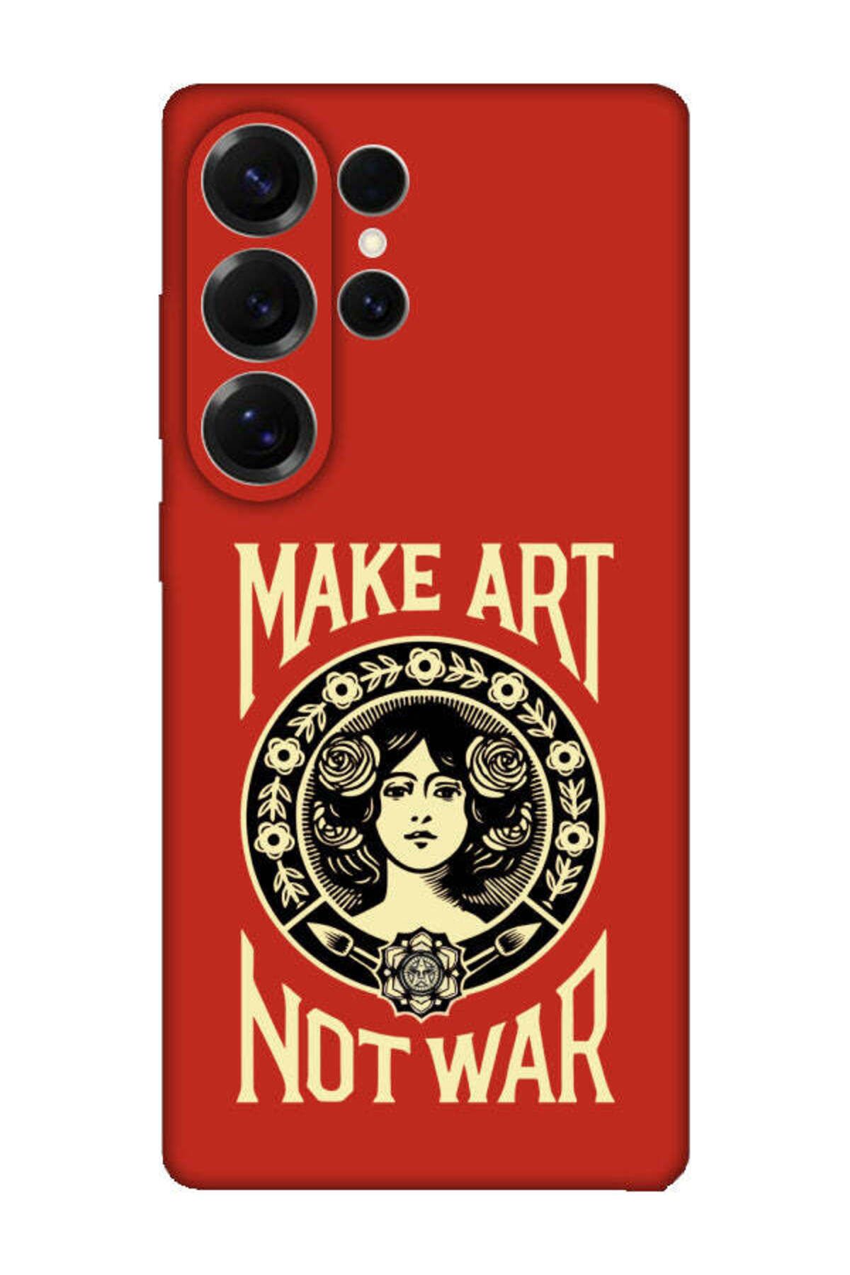 frondcase Samsung S25 Ultra Make Art Not War Kırmızı Telefon Kılıfı