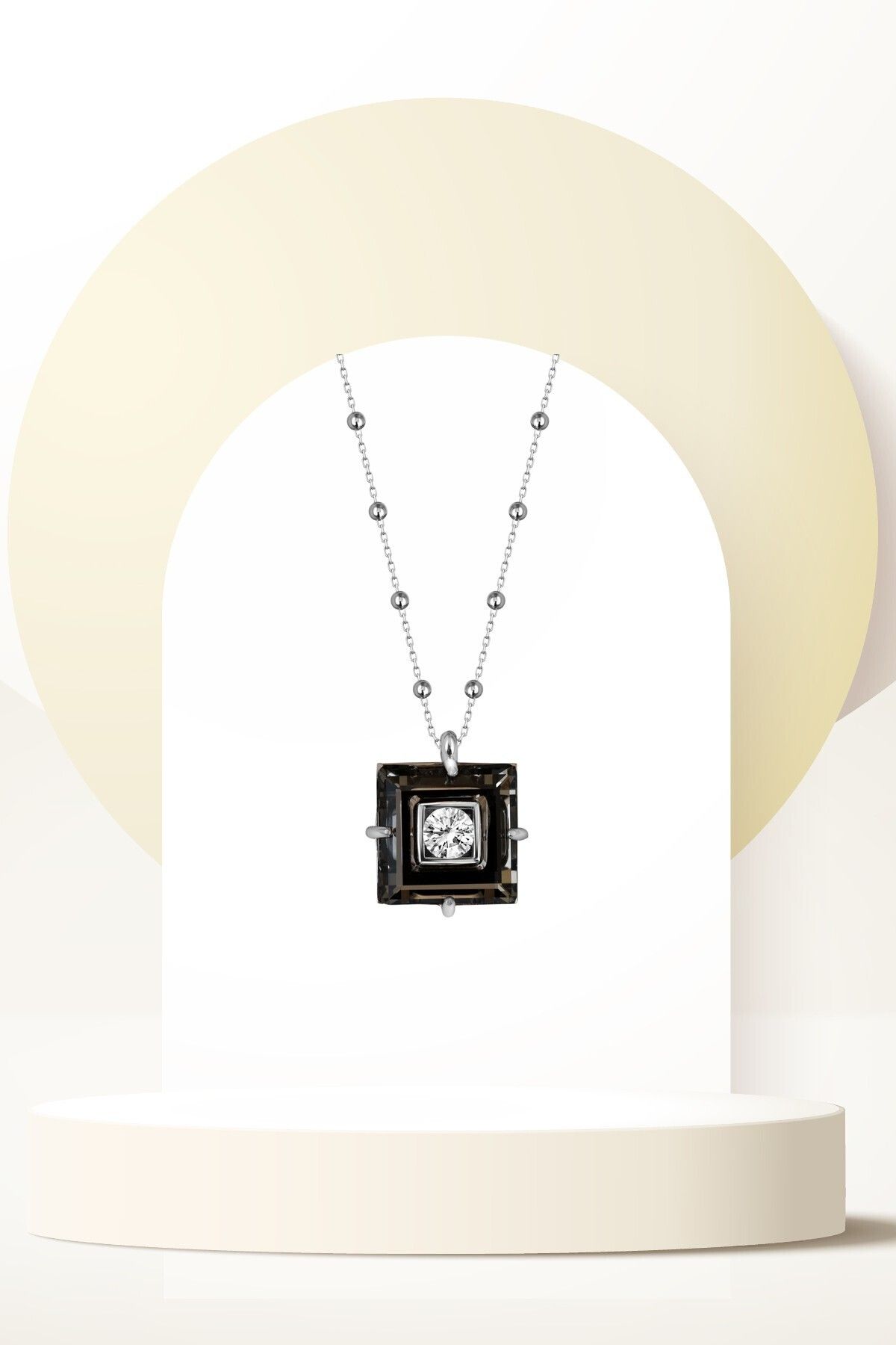 Swaroski Zirconia Crystal Taşlı Black Diamond Kolye Kadın Işıltılı Takı