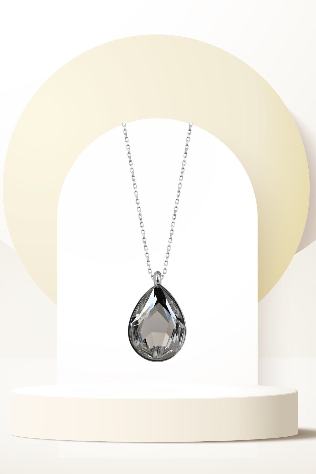 Swaroski Zirconia Crystal Taşlı Damla Döküm Kolye Kadın Modern Stil