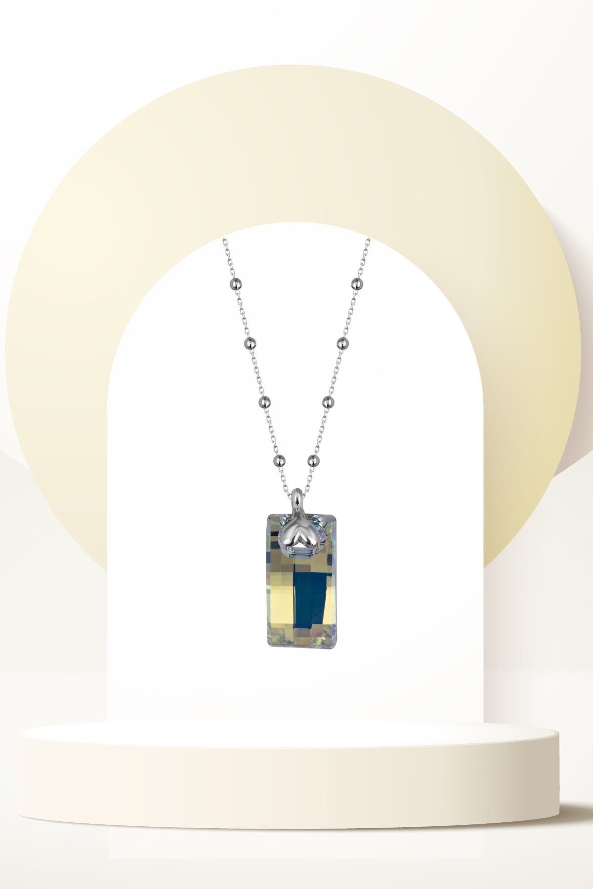 Swaroski Zirconia Crystal Taşlı Baget Kolye Kadın Klasik Stil
