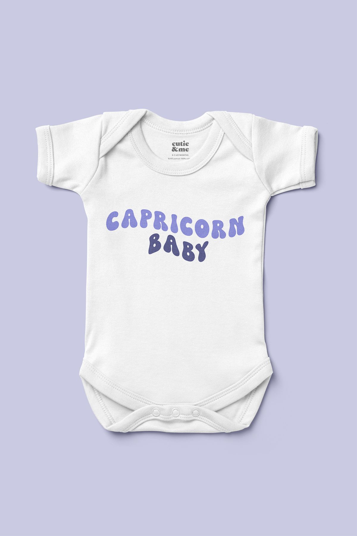 Cutie and Me %100 Pamuk Oğlak Burcu Desenli Bebek Body Çıtçıtlı Zıbın Tulum