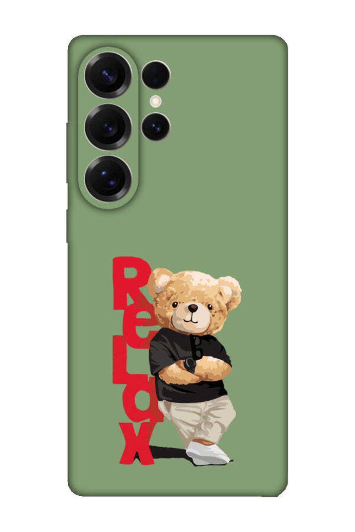 frondcase Samsung S25 Ultra Teddy Bear Relax Yeşil Telefon Kılıfı