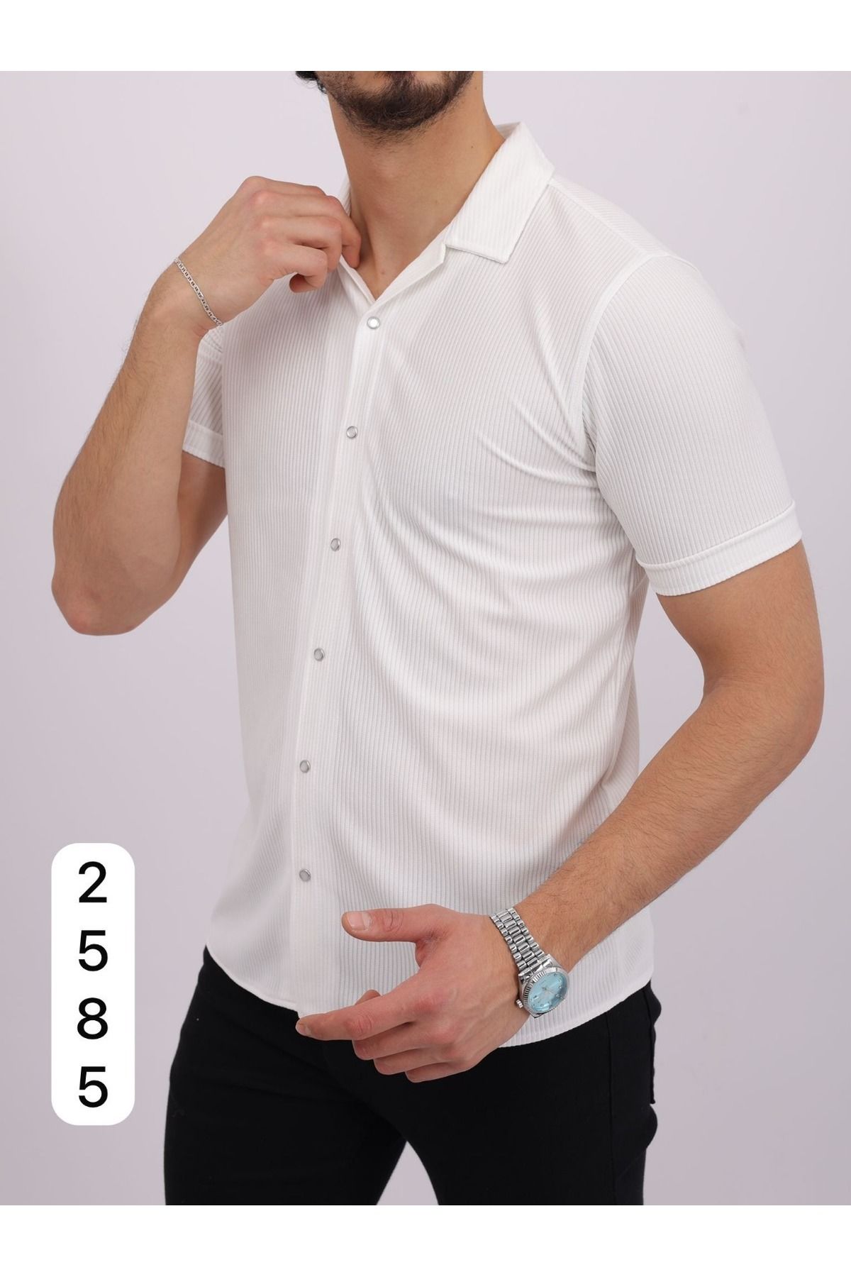 BEYAZTOPTAN %100 KALİTELİ TROY OTTOBAN FULL DÜĞMELİ KISA KOL GÖMLEK