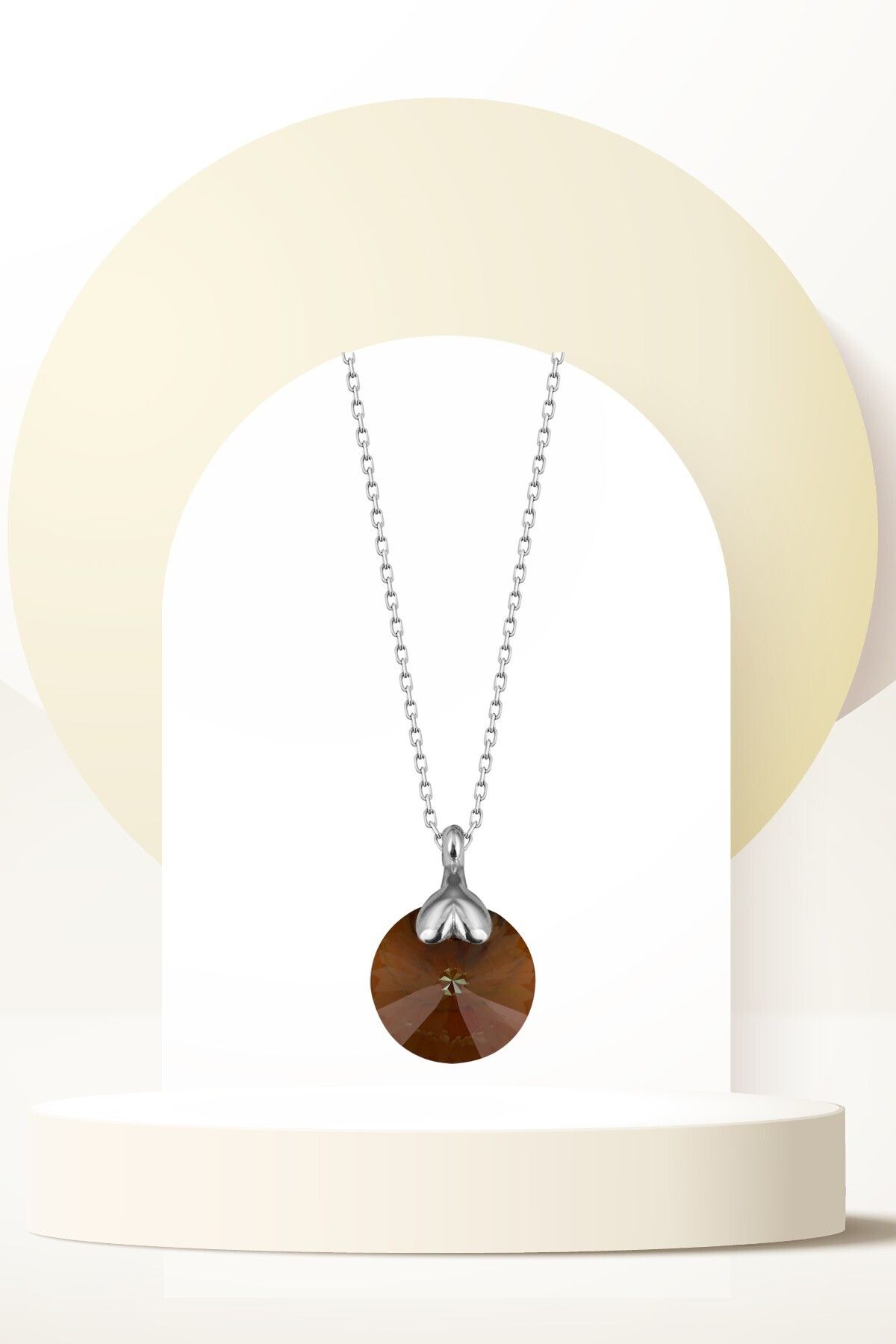 Swaroski Zirconia Crystal Taşlı Brown Kolye Kadın Takı Trendleri