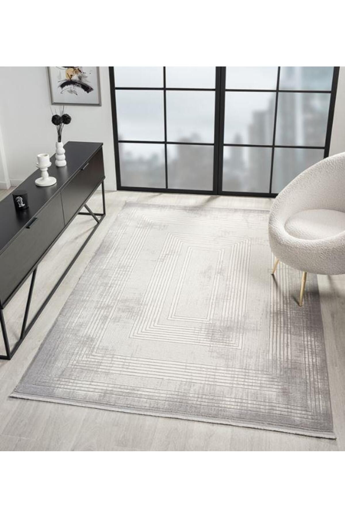 Çam Halı ÇAM Halı ARVEL AR002A Beyaz Gri Koridor Halısı Mutfak Halısı Salon Halısı