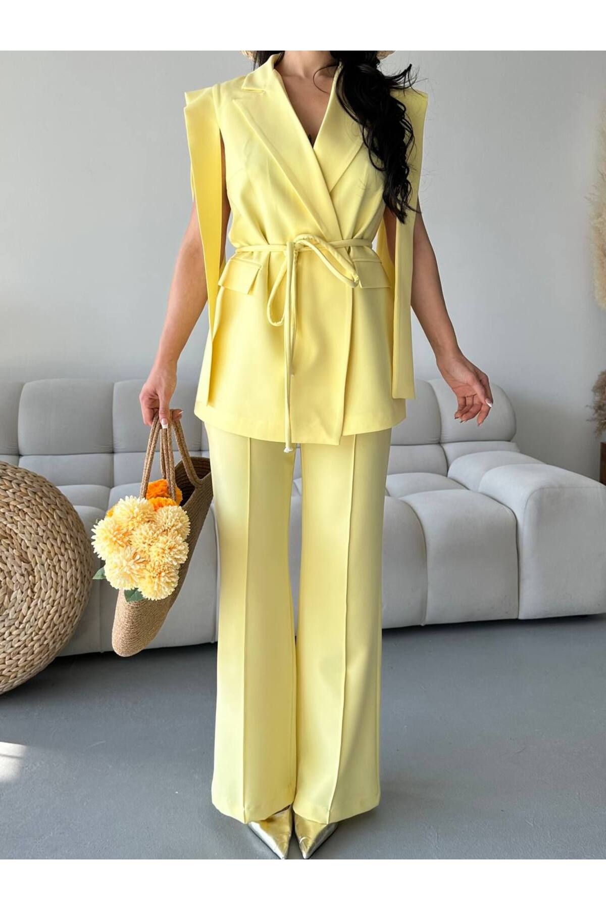 STMT BUTİK Oversize Bağlamalı Blazer Ceket & Yüksek Bel Pantolon Takım – Takım Elbise Şıklığı