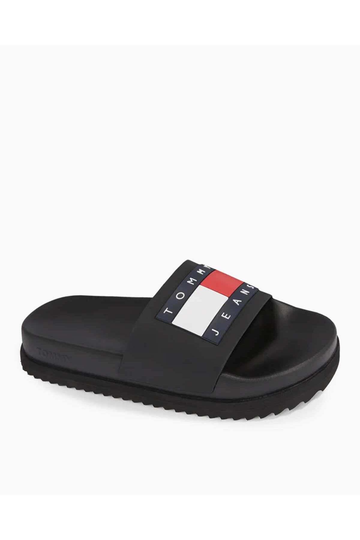 دمپایی سیاه زنانه TJW اسلاید مسطح بالا اورجینال Tommy Hilfiger