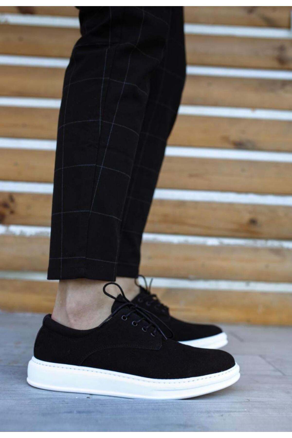 Byshoes Knack Klasik Erkek Ayakkabı 001 Siyah Süet (Beyaz Taban)