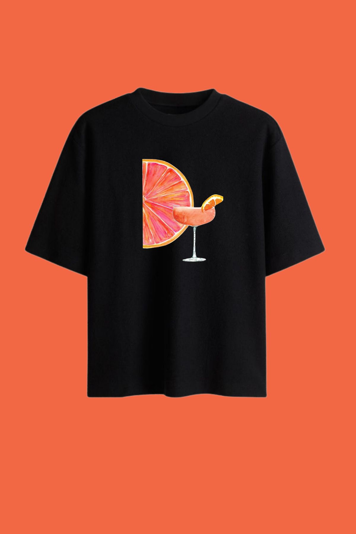 Dupe Design Dirty Negroni Baskılı Oversize Siyah T-shirt