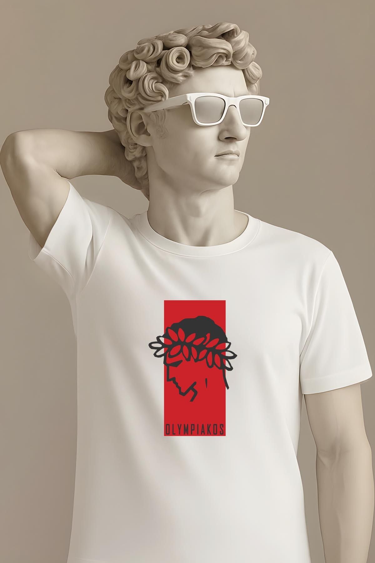 362BASKI Olympiakos Minimal Tasarım Logo Baskılı Tshirt