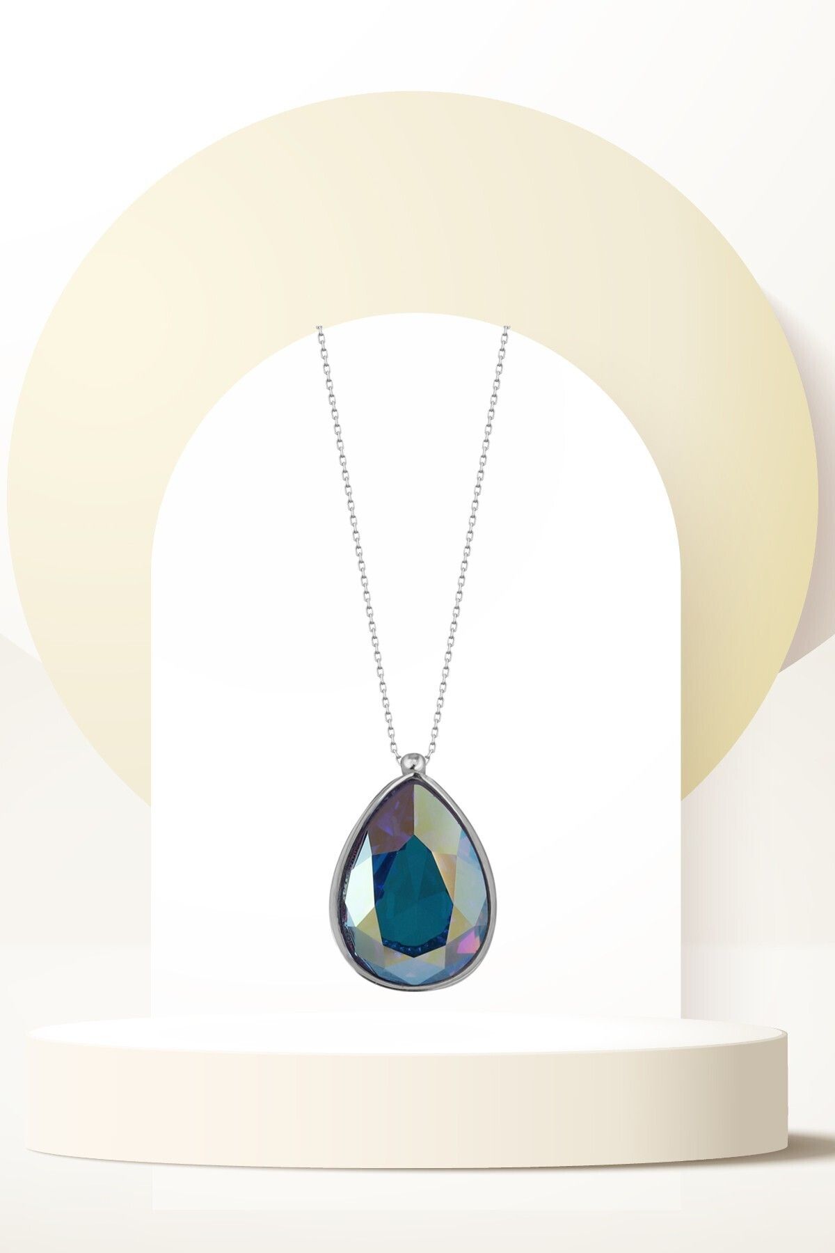 Swaroski Zirconia Crystal Taşlı Damla Kolye Kadın Moda Takı