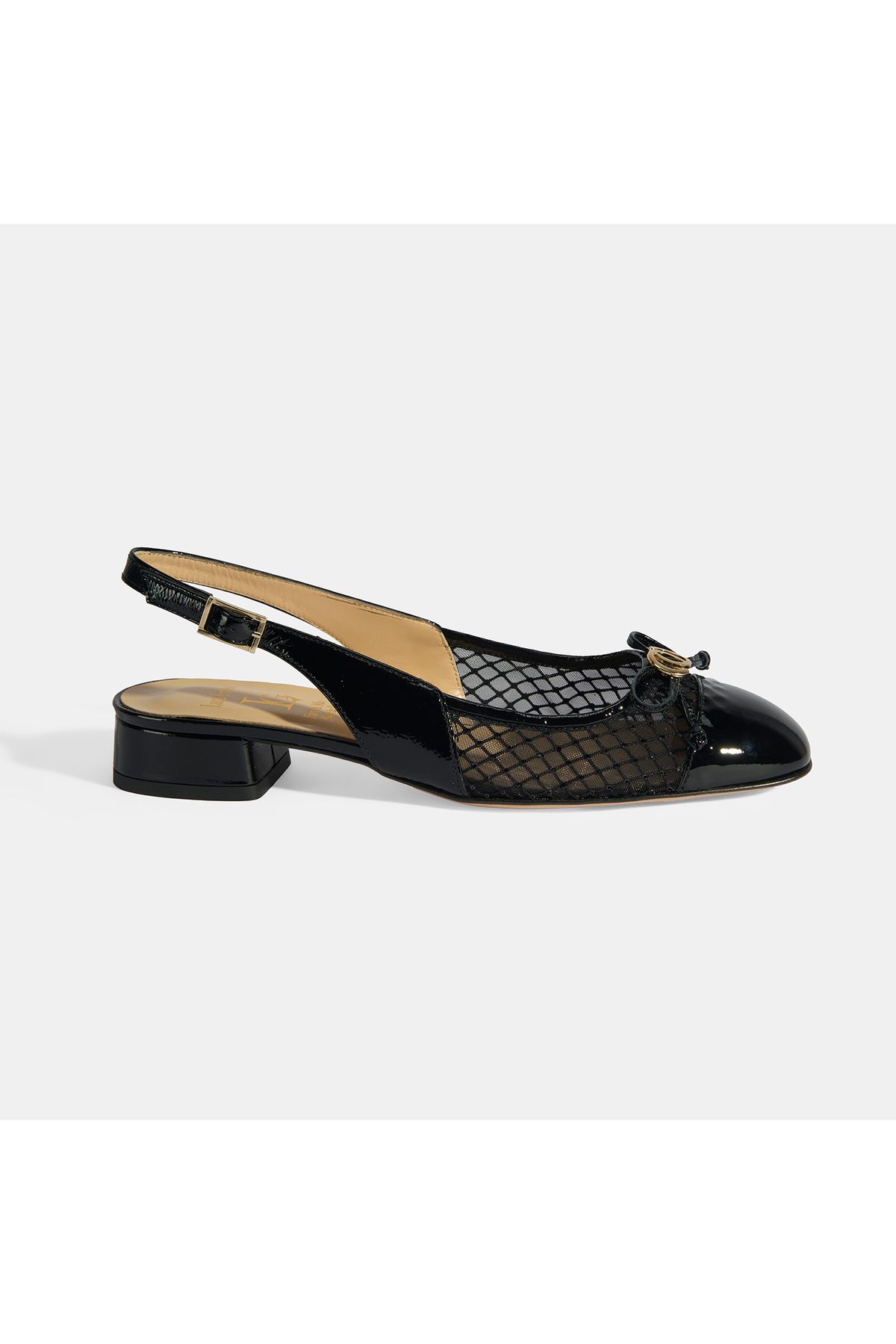 LUCA GROSSI Kadın Siyah File Detaylı Slingback Rugan Günlük Ayakkabı