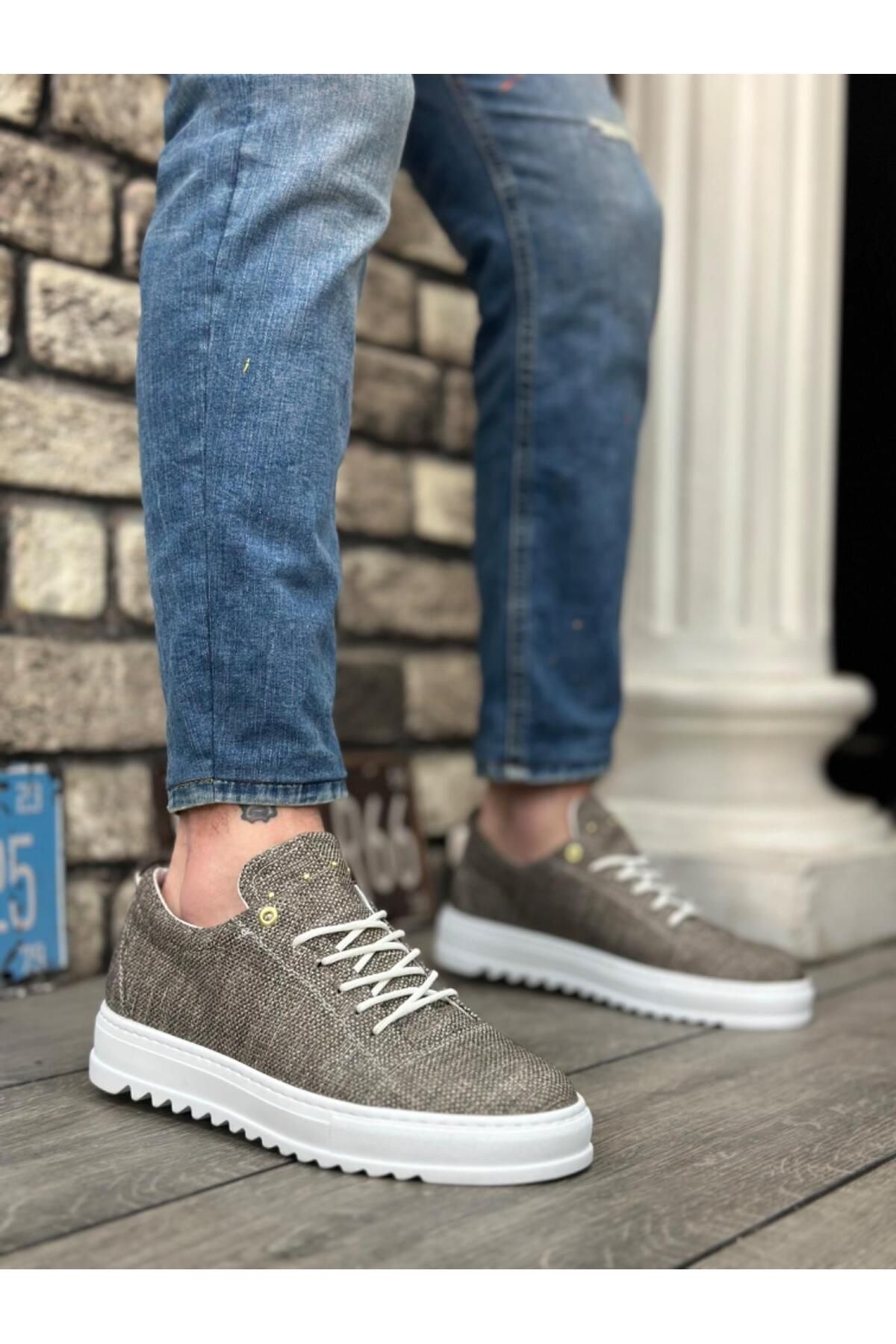Byshoes BA0152 Bağcıklı Yüksek Taban Kahve Kırçıllı Erkek Ayakkabı