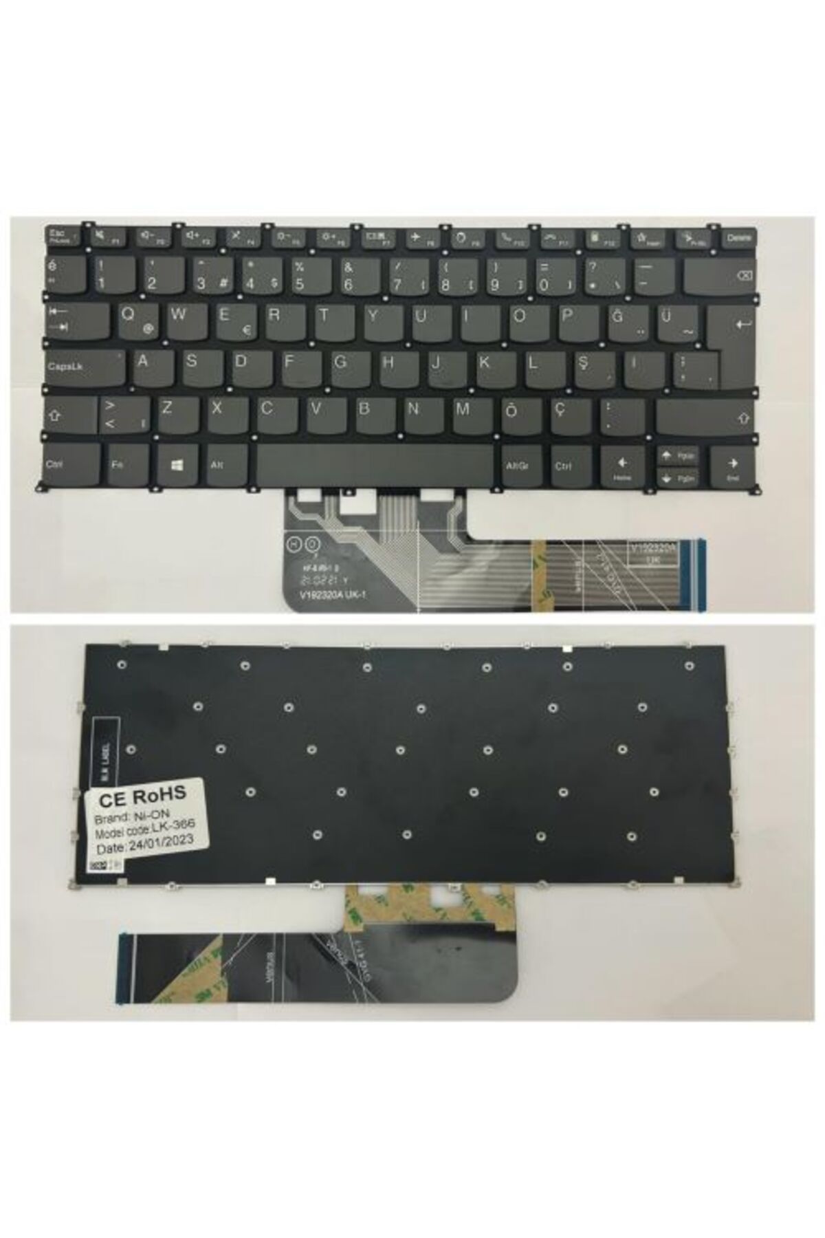 NION Lenovo 5CB1C67897 5CB1C19357 uyumlu Notebook Klavye (Kül Rengi Işıksız TR)