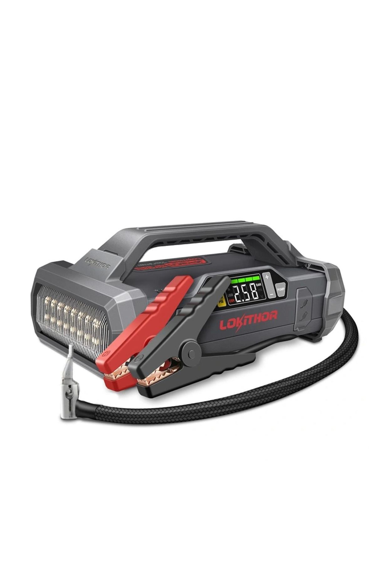 ShopNova LOKITHOR JA301 12V 2000Amp Li-Polimer Akıllı Akü Takviye + Pompa + Powerbank + Led Lamba