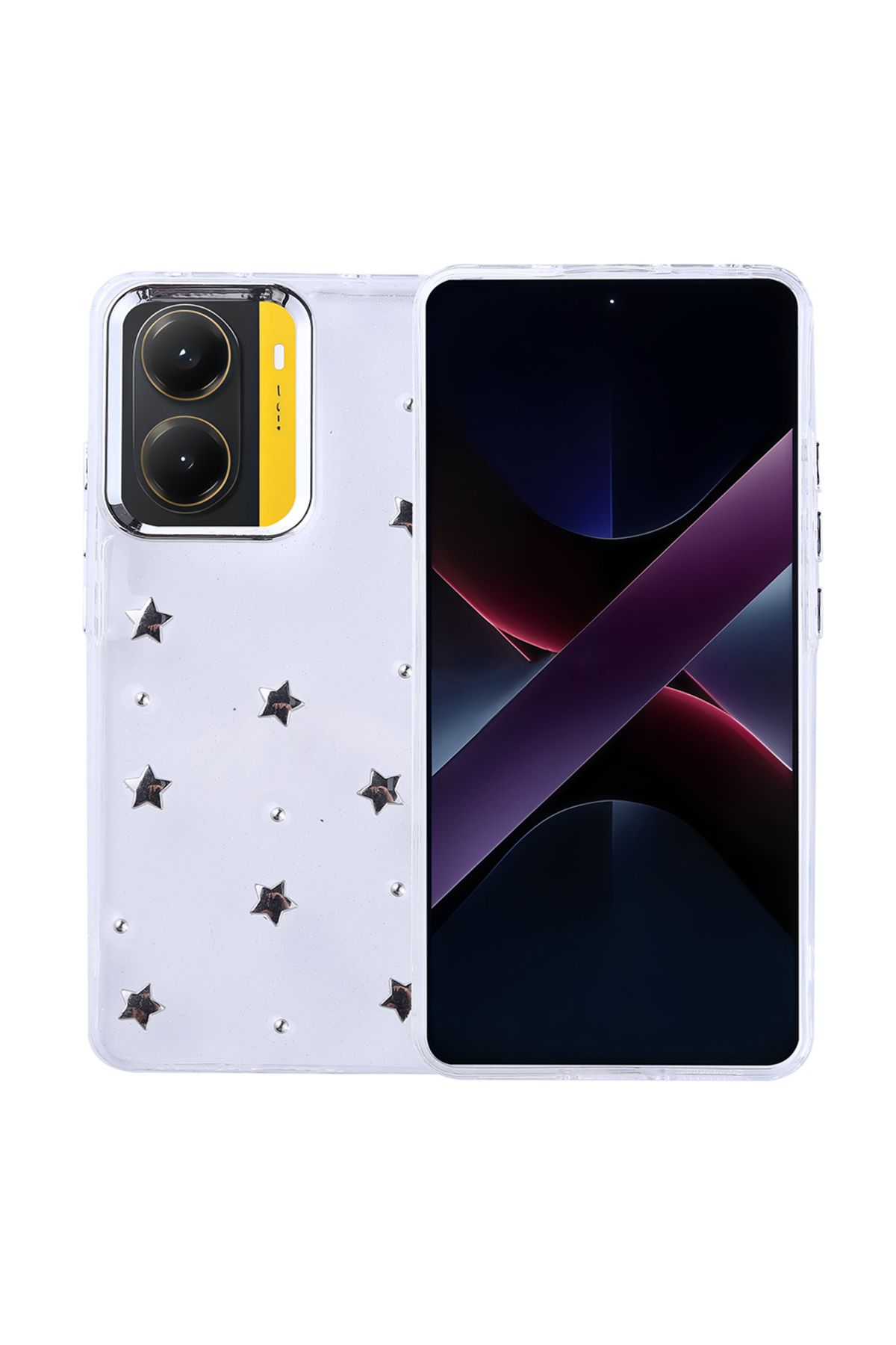 Ummeslem Xiaomi Poco X7 Pro Cep Telefonu için Uyumlu Kılıf Airbag Tasarımlı Simli Şeffaf Kutup Kapak