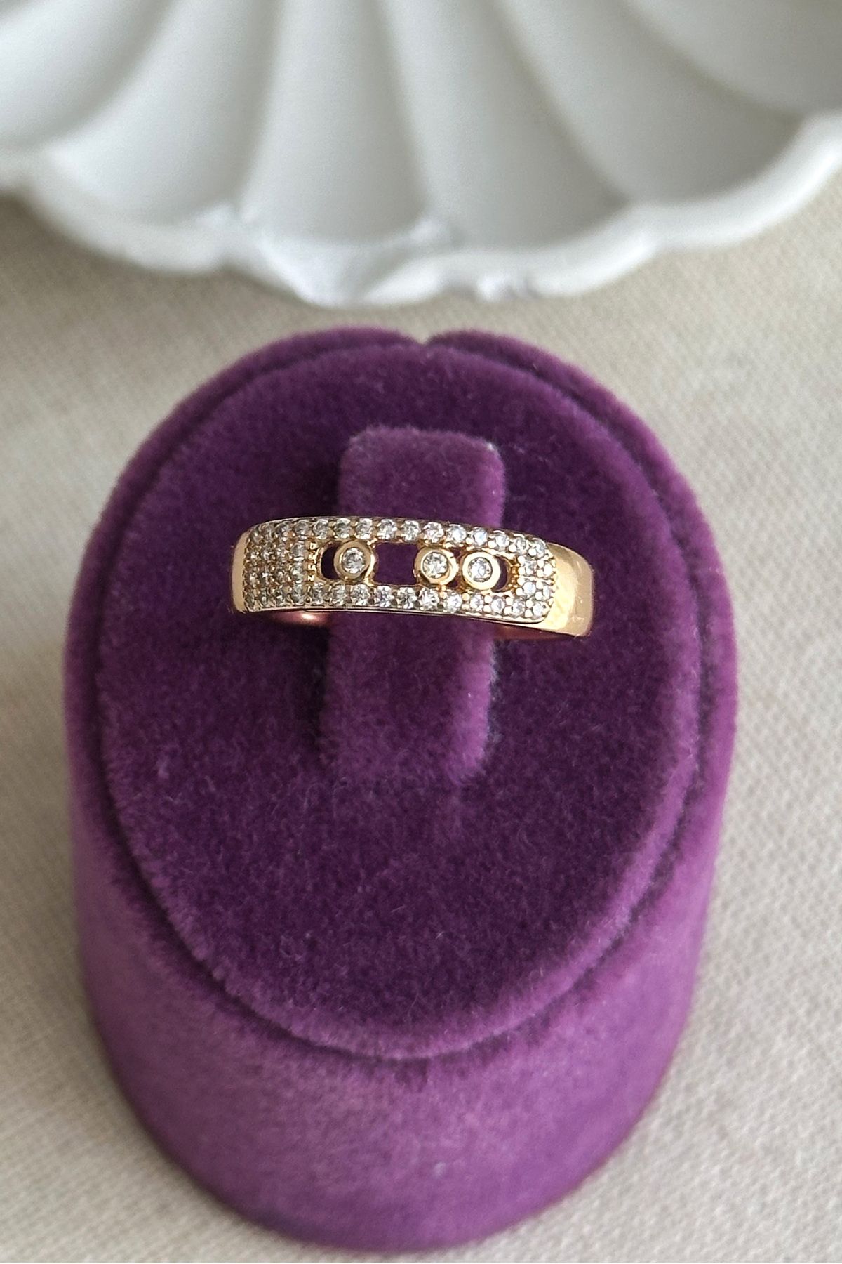 MODA 18K Taşlı Yuvarlak Kadın Kararmaz Yüzük Xuping Yüzük
