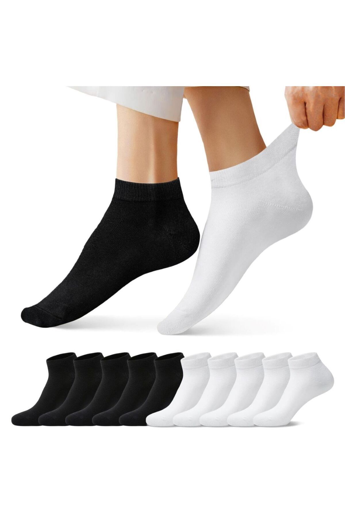 peru moda Unisex 10'lu Beyaz Patik Çorap Spor Çorabı Ekonomik