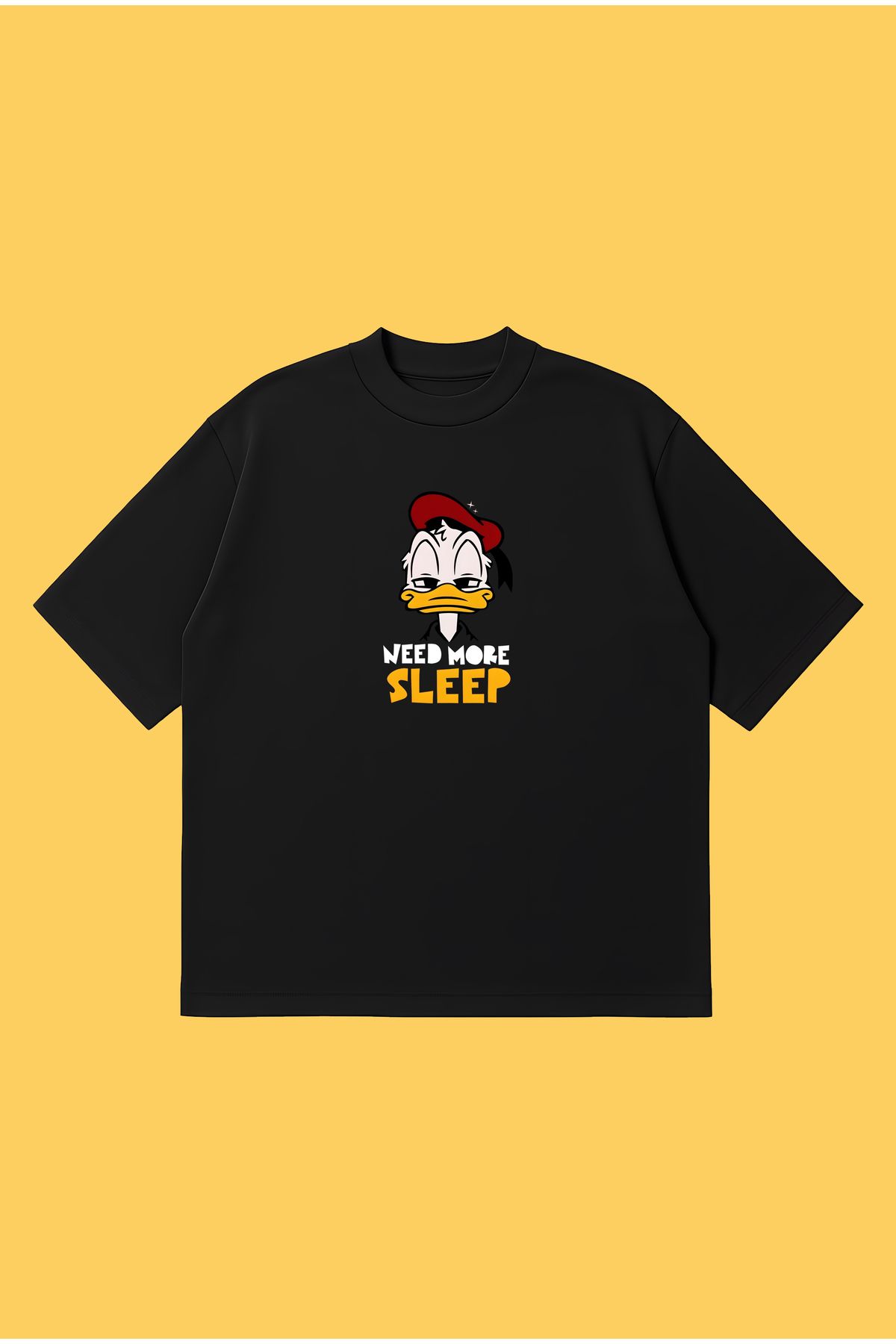 PURE POWER Sleepy Donald Duck Boxy Fit Oversize Unisex Tshirt – Baskılı Tişört | Streetwear