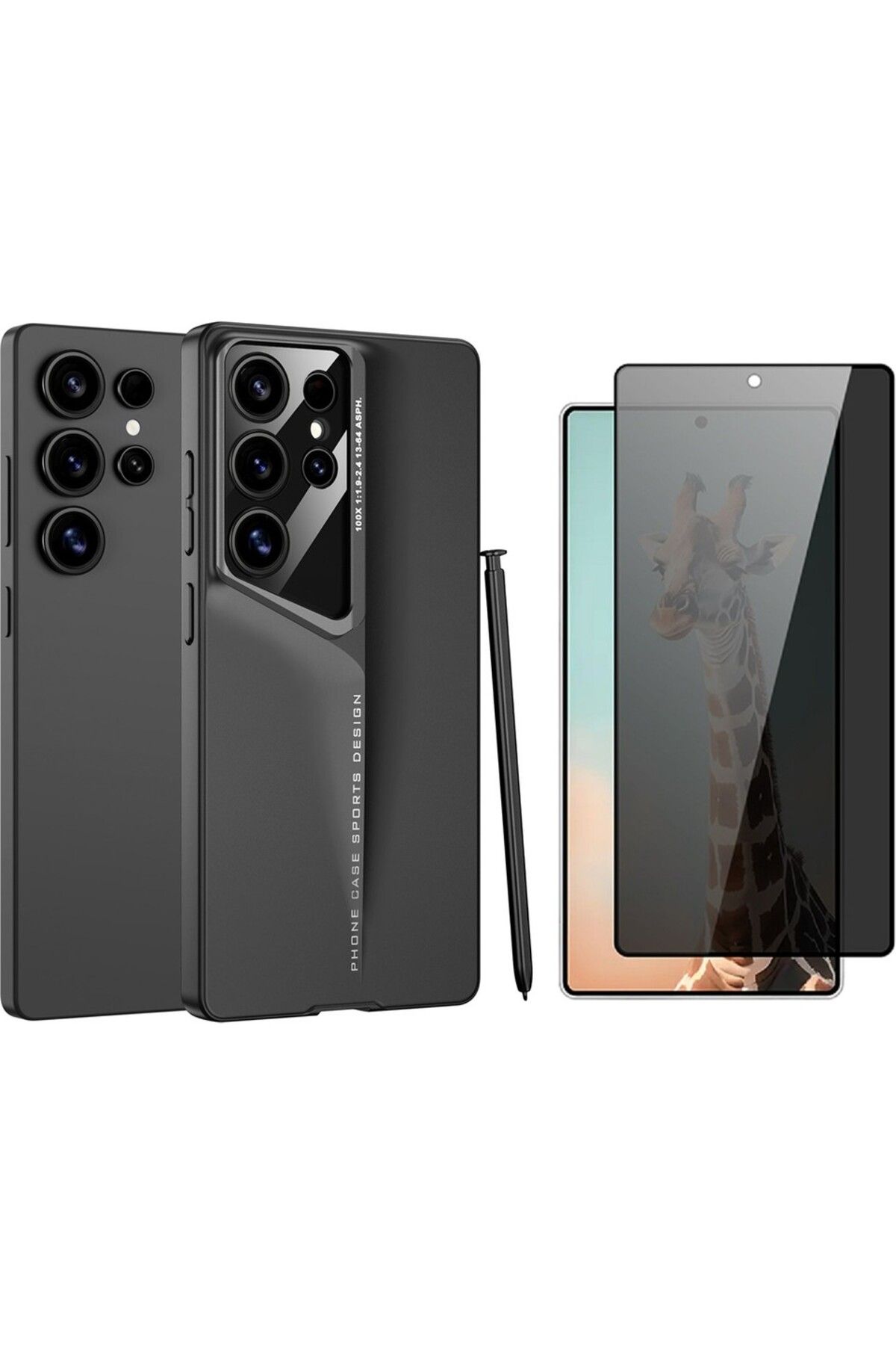 Vendas Samsung Galaxy S25 Ultra Kılıf İnce Kamera Korumalı Sert Rubber Procase Kapak+Hayalet Ekran Koruyucu