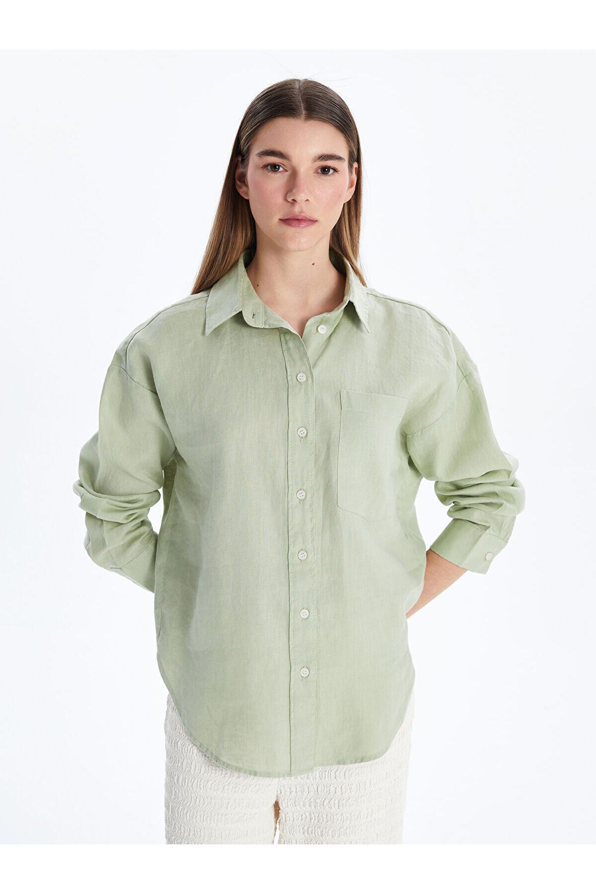 LC Waikiki Oversize Keten Kadın Gömlek