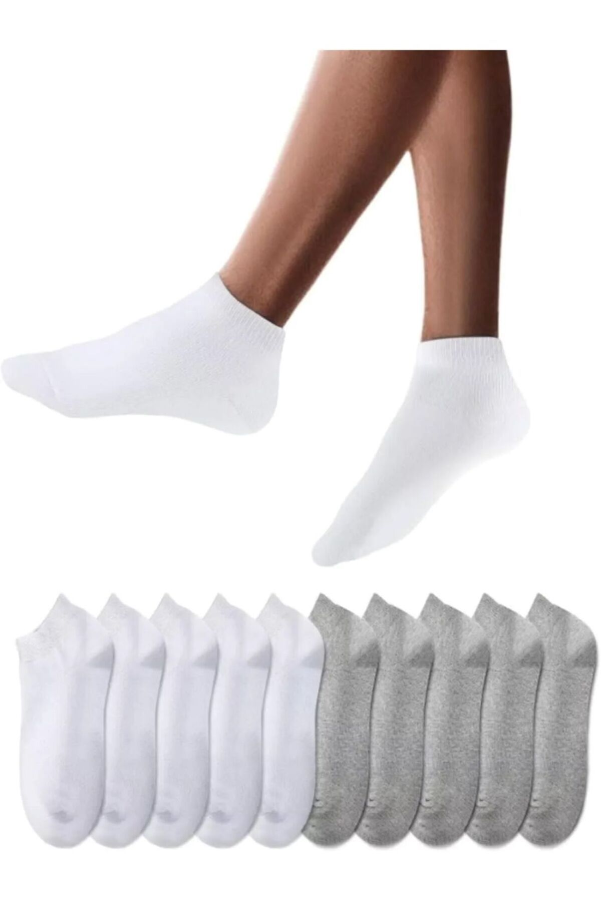peru moda Unisex 10'lu Beyaz Patik Çorap Spor Çorabı Ekonomik