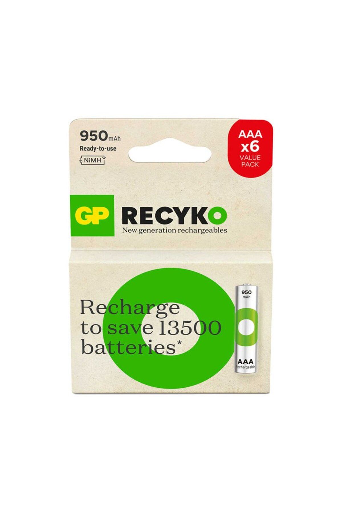 GP Recyko 1000 Aaa İnce Kalem Ni-mh Şarjlı Pil 1.2 4+2 KART