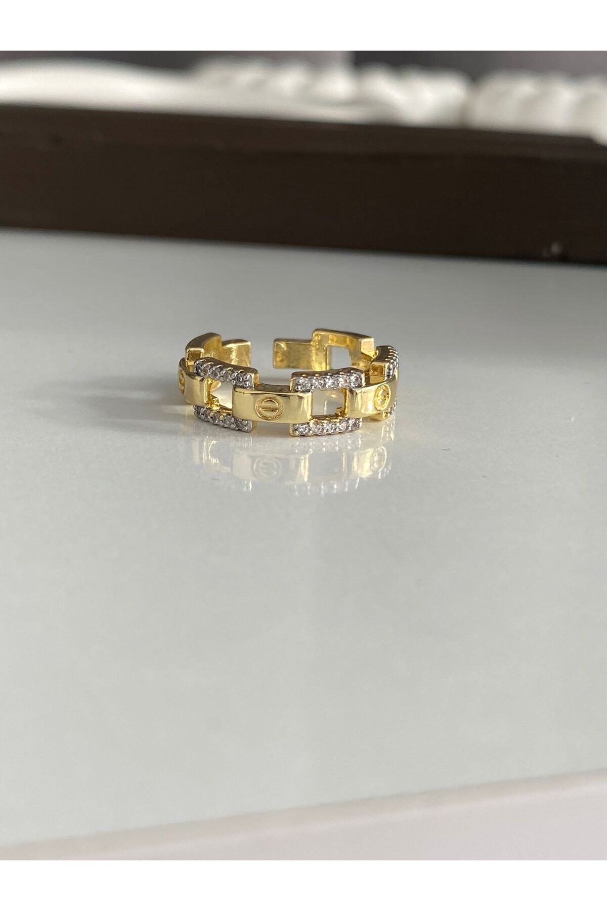 DMR Accessoire Çelik gold karti err yüzük