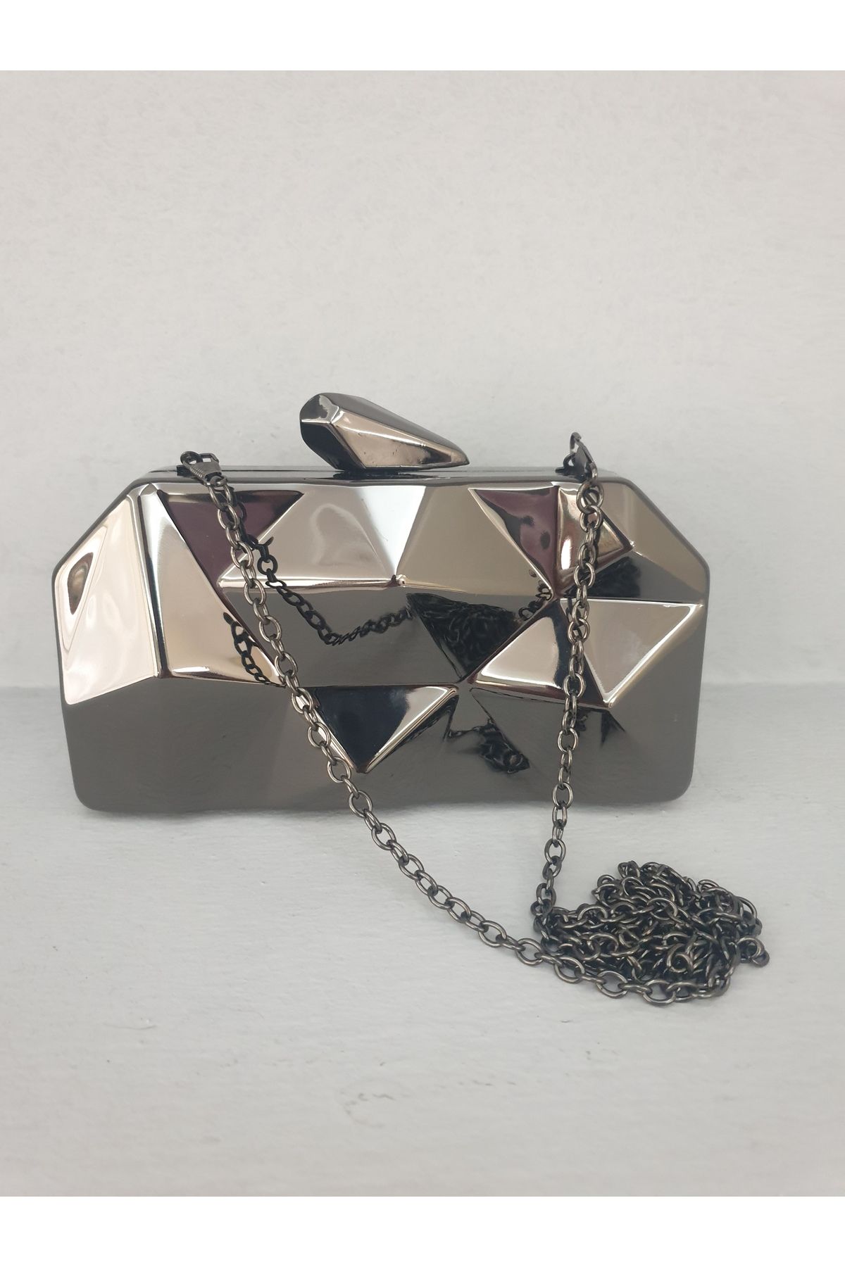 Butik Abiye Akrilik Çanta Parlak Metal Şık