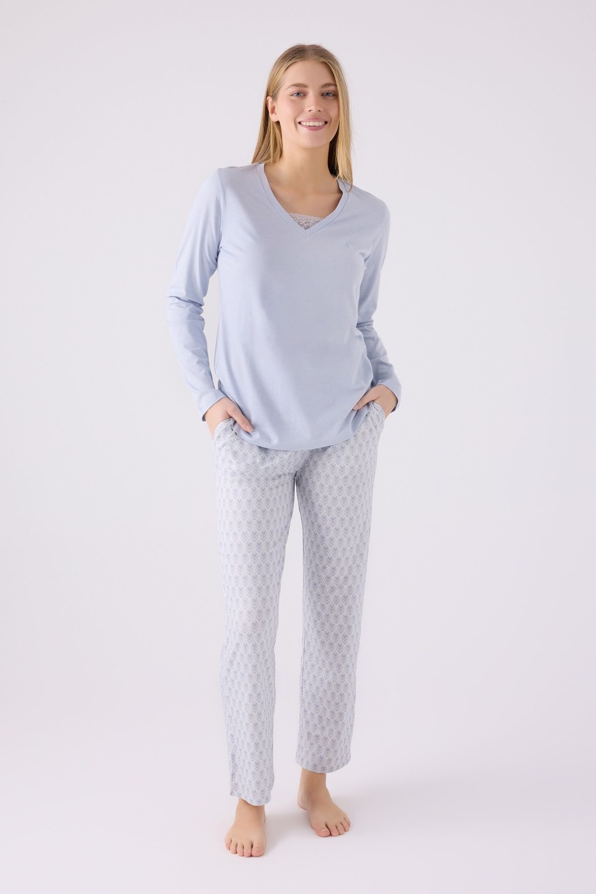 Pierre Cardin İkili Pijama Takım Mavi - Süprem - 2Li Takım