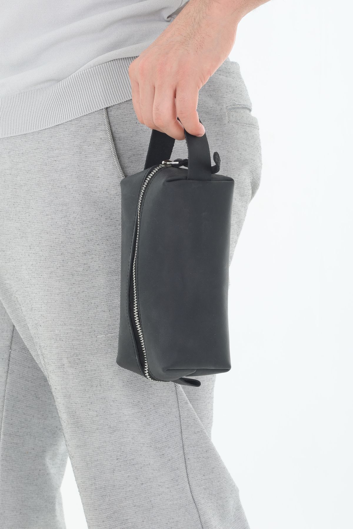 Erzeno Erkek Hakiki Deri Portföy Clutch Traş Bakım Kozmetik Çantası ve Günlük El Çantası Dopp Kit