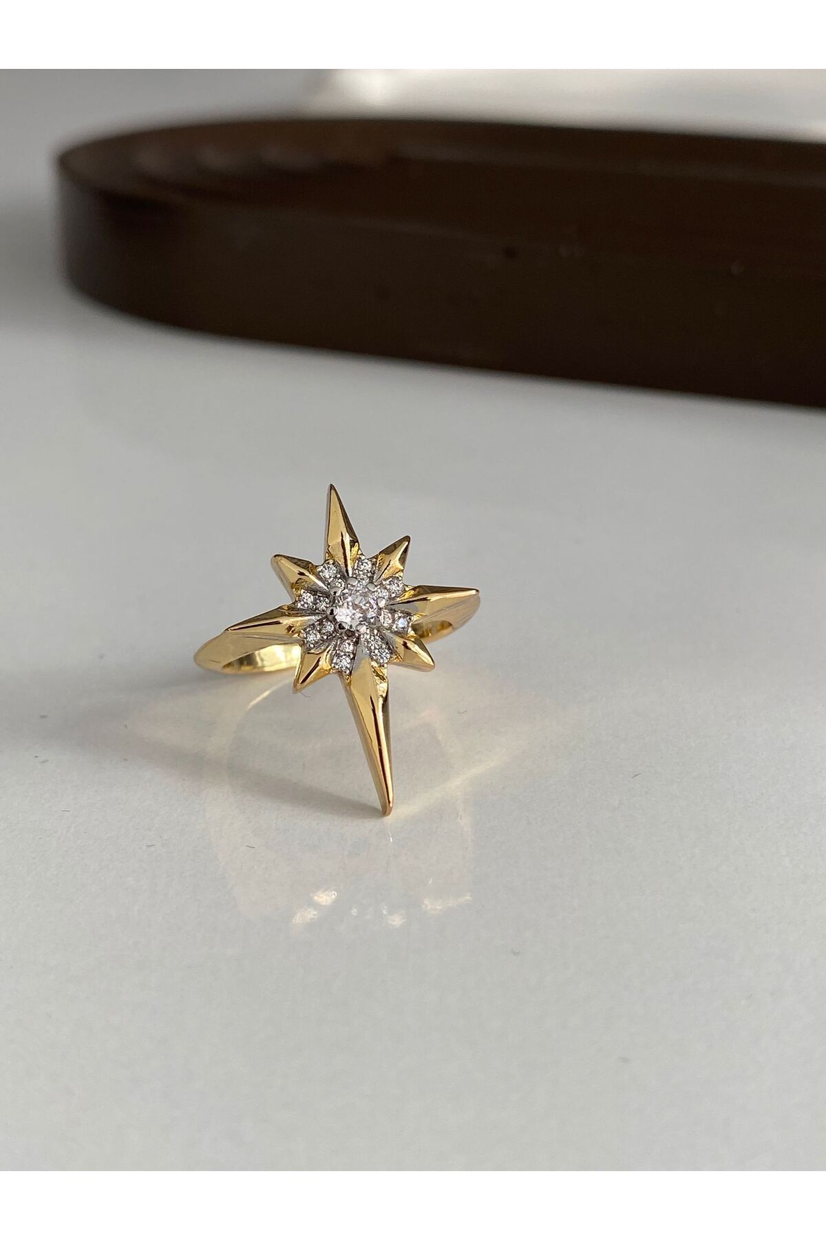 DMR Accessoire çelik gold kuzey yıldızı yüzük