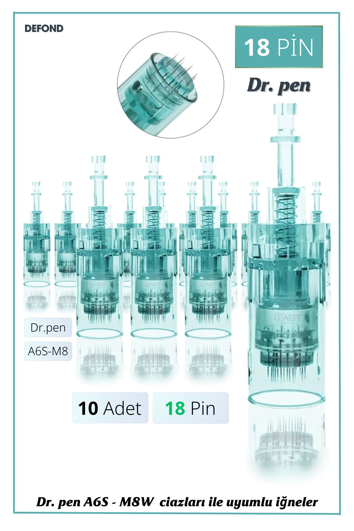 DEFOND Dr pen A6S - M8W uyumlu iğneleri 10 Adet