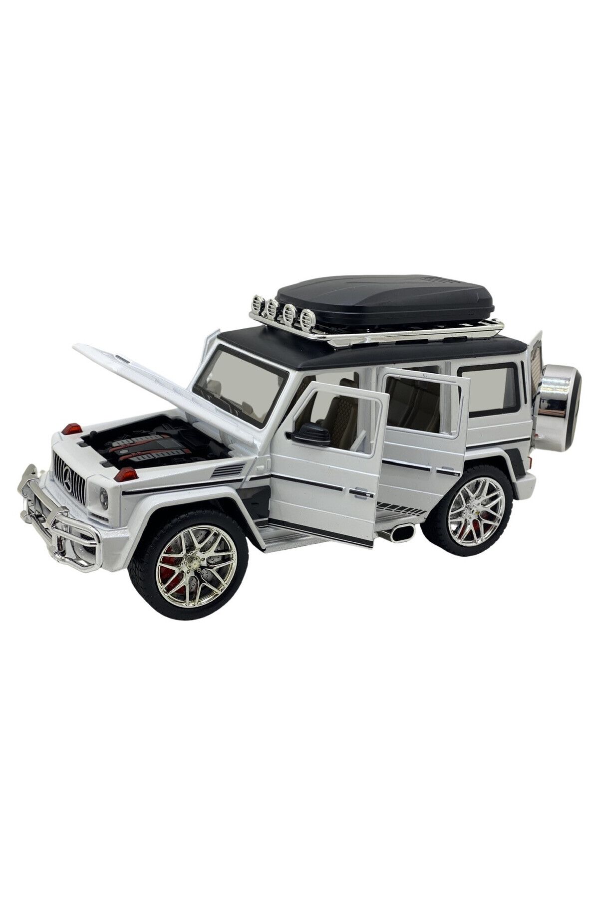 JPT-White Mercedes G Class replica model with sounds, lights and smoke coming out of both drums 6